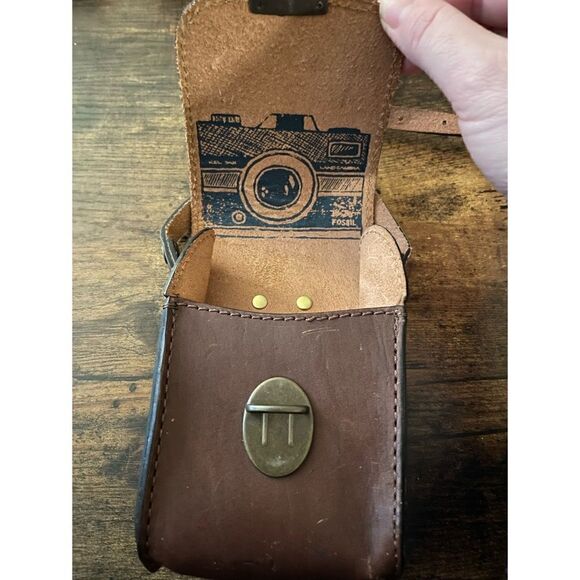 Vintage Fossil Leather Crossbody camera bag - Picture 2 of 6